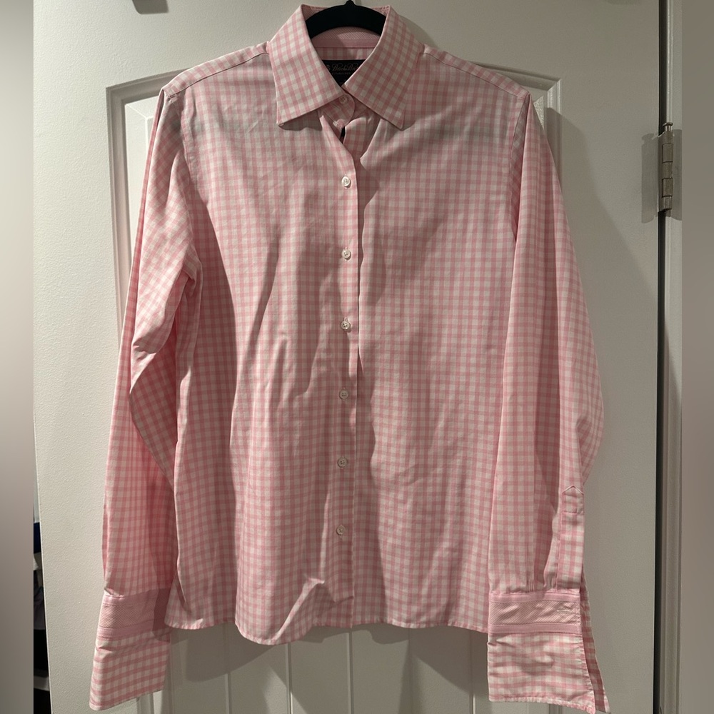Brooks Brothers Pink Checkered Cotton Shirt